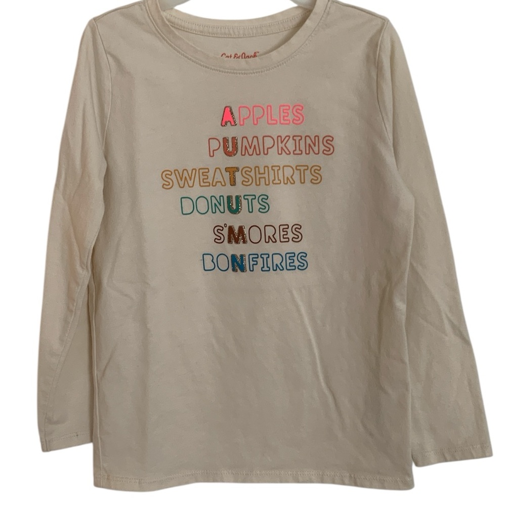 Cat & Jack Cream Long Sleeve Tee small 6/6x fall spring summer winter activewear